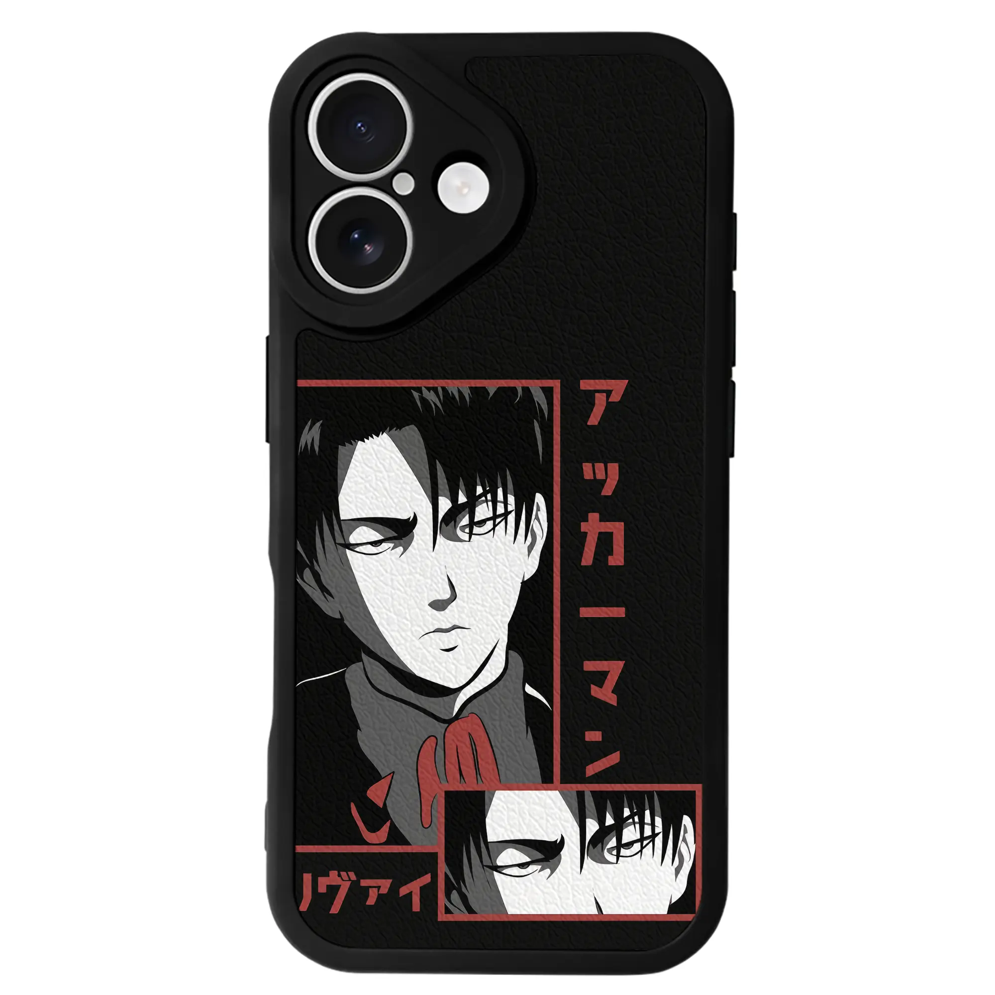 進撃の巨人 グッズ リヴァイ・アッカーマン - IPhone 16シリーズ対応 ・ シリコンスマホケース ・ レザー調 ・ 高精度フィット ・ 耐衝撃 ・ ワイヤレス充電対応 ・ 精密カット